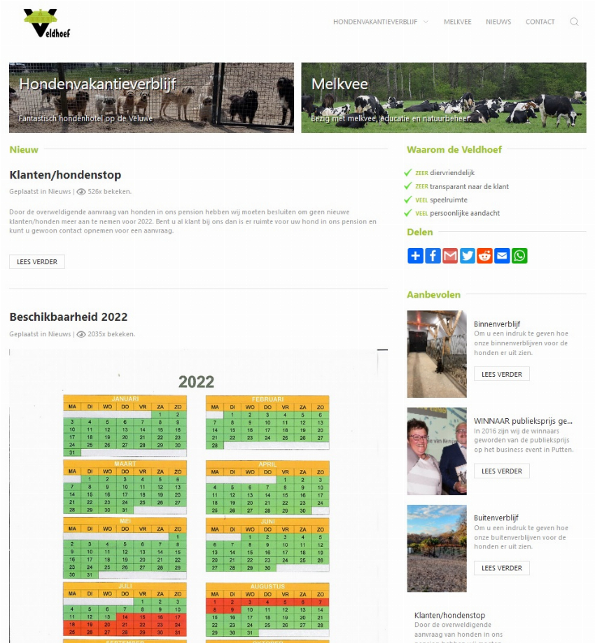 Website Veldhoef Hondenpension
